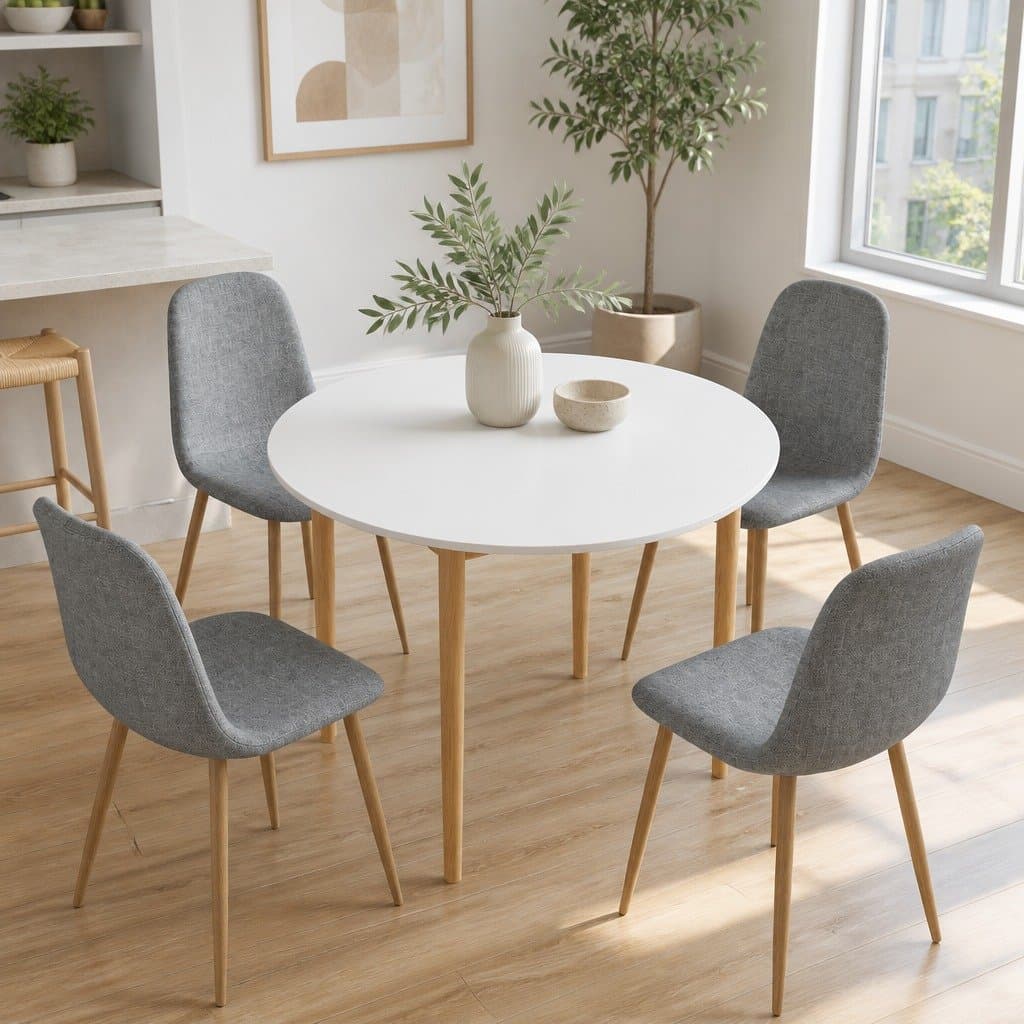Round Dining Table and Chair Set for 4