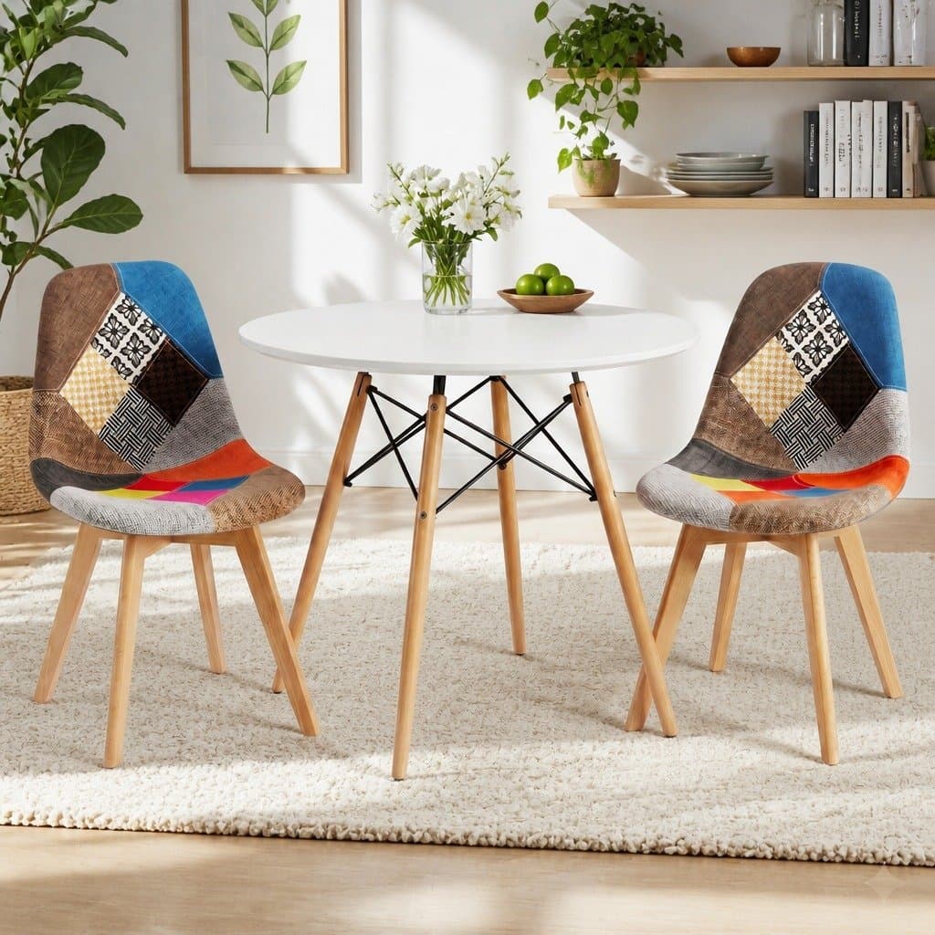 Round Dining Set 3PCS for Small Spaces