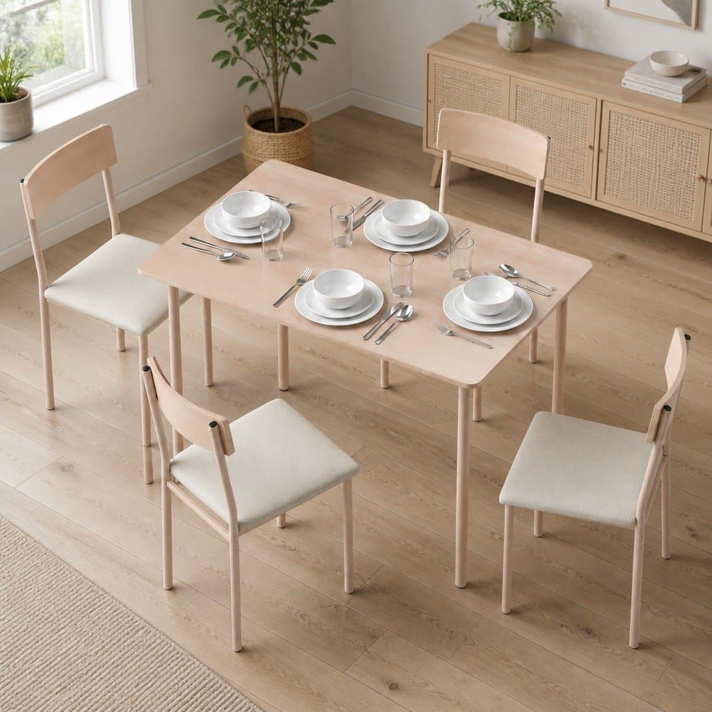 5-Piece Dining Set with Natural Wood Finish