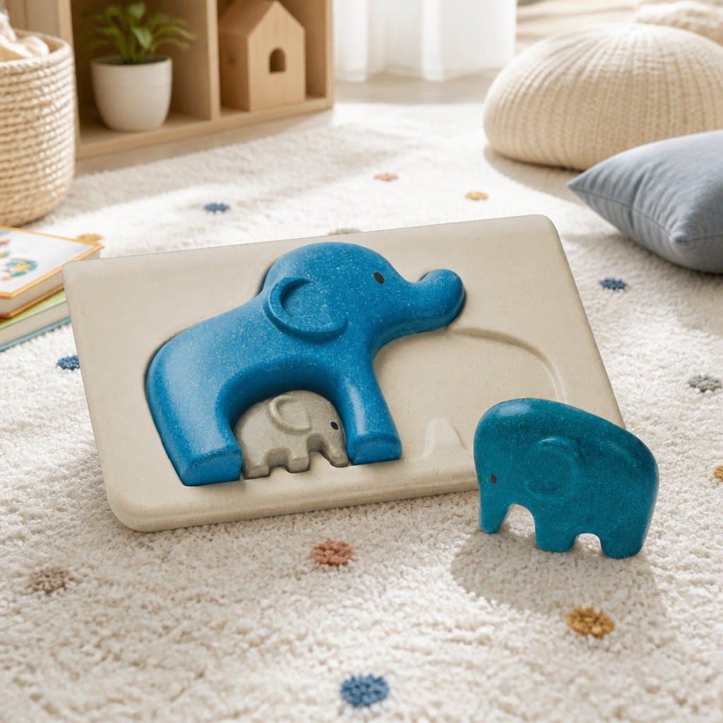 Wooden Elephant Puzzle for Kids 18M+