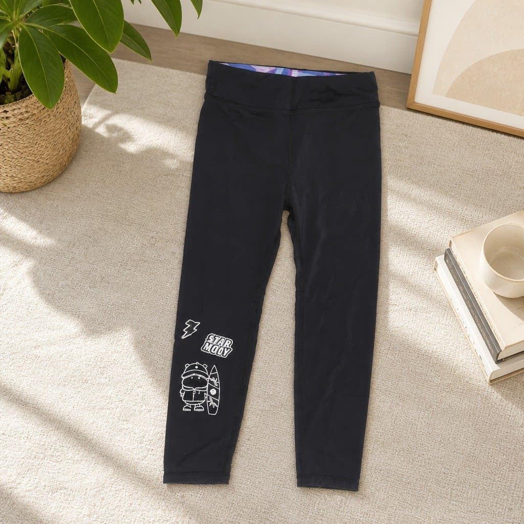 Kids Black Sporty Leggings for Active Wear