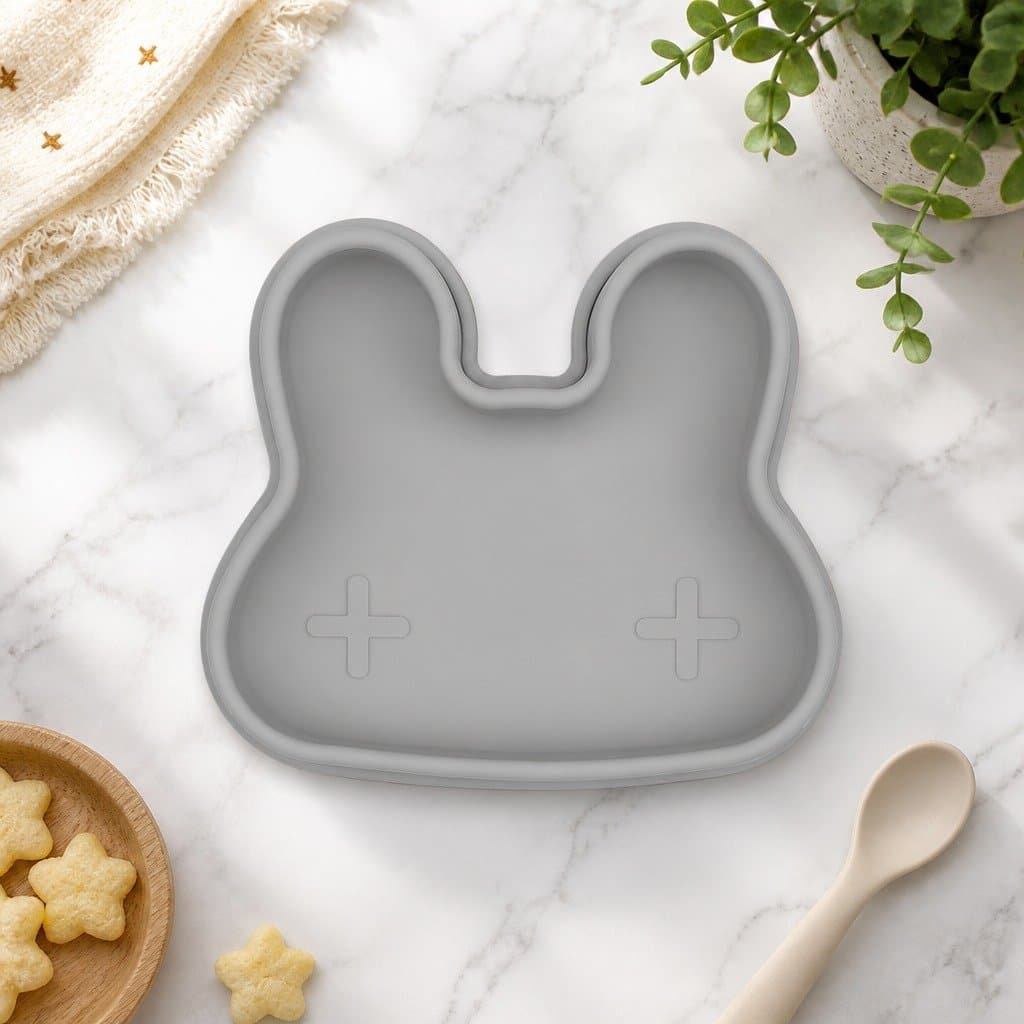 Minty Green Silicone Toddler Snack Bowl and Plate