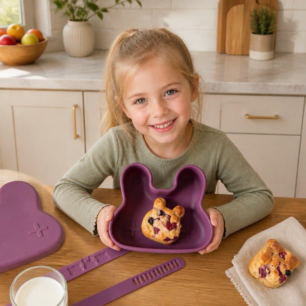 Minty Green Silicone Toddler Snack Bowl and Plate