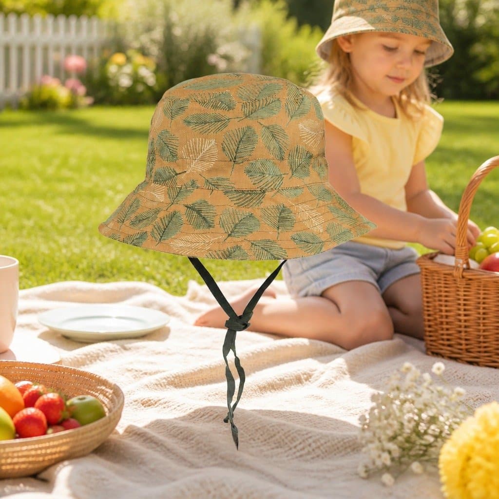 Kids Reversible Bucket Hat with Adjustable Chin Ties