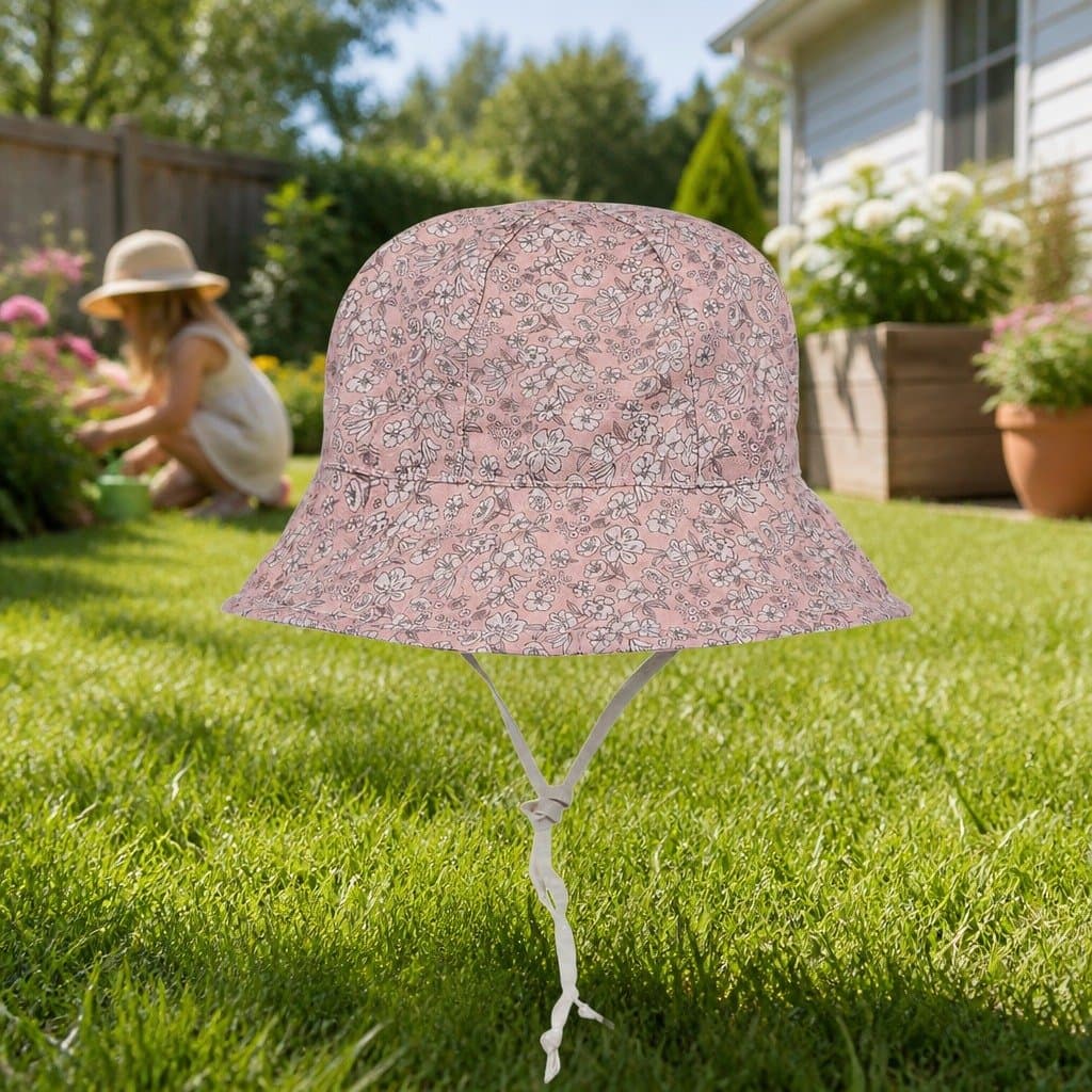 Reversible Girls Bucket Hat with Wide Brim for Sun Protection