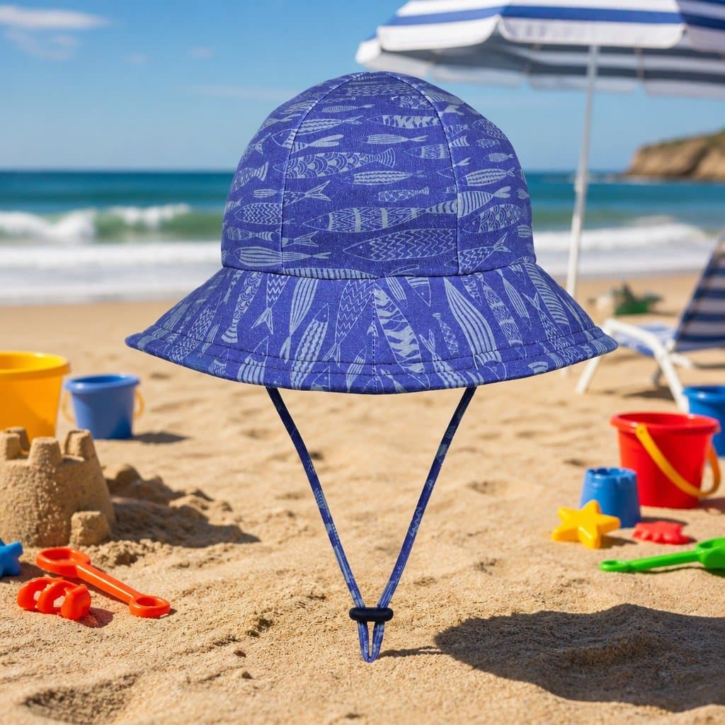 Toddler Bucket Hat with Fish Pattern and UPF50+