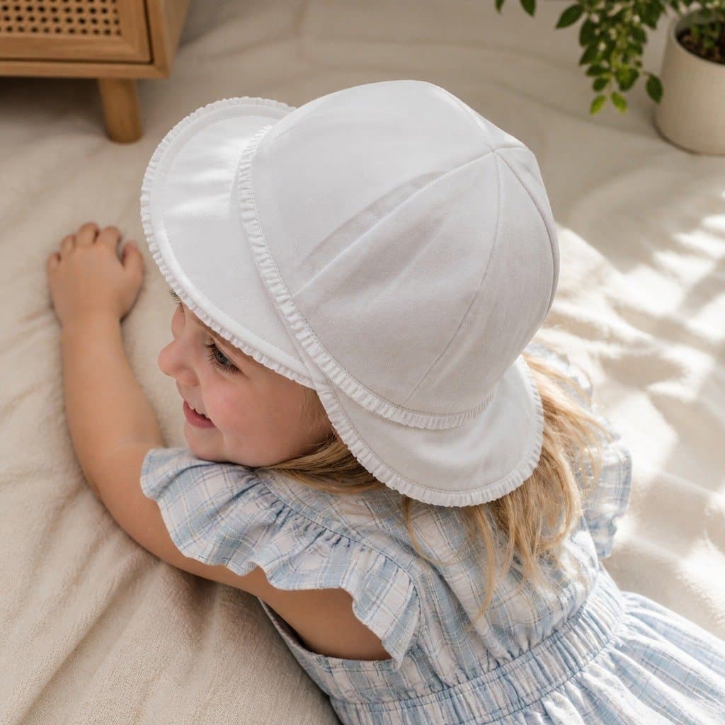 Legionnaire Hat Ruffle Trim Baby Sun Protection UPF50+ White M