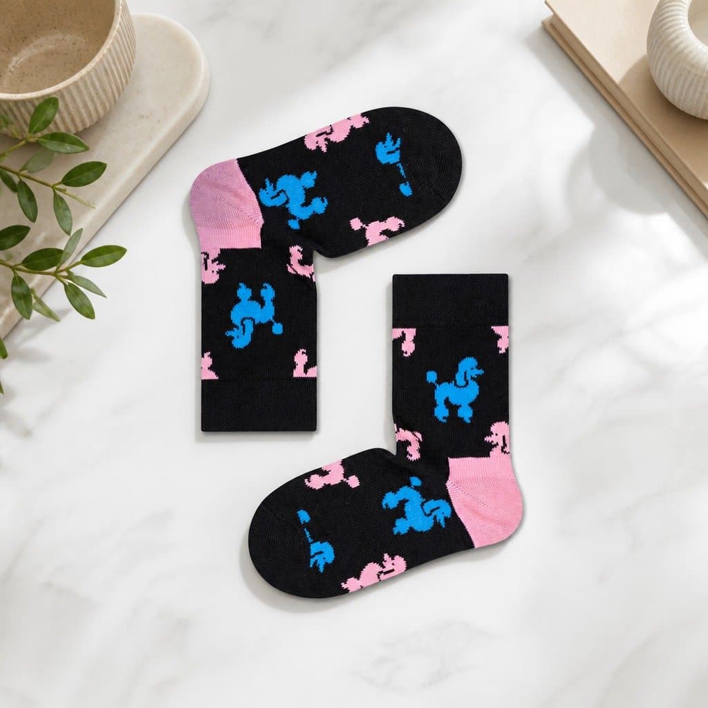 Kids Poodle Socks for Ages 2-3 in Bright Colors