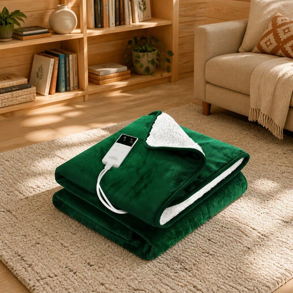 Double-Sided Electric Heated Throw Rug in Green