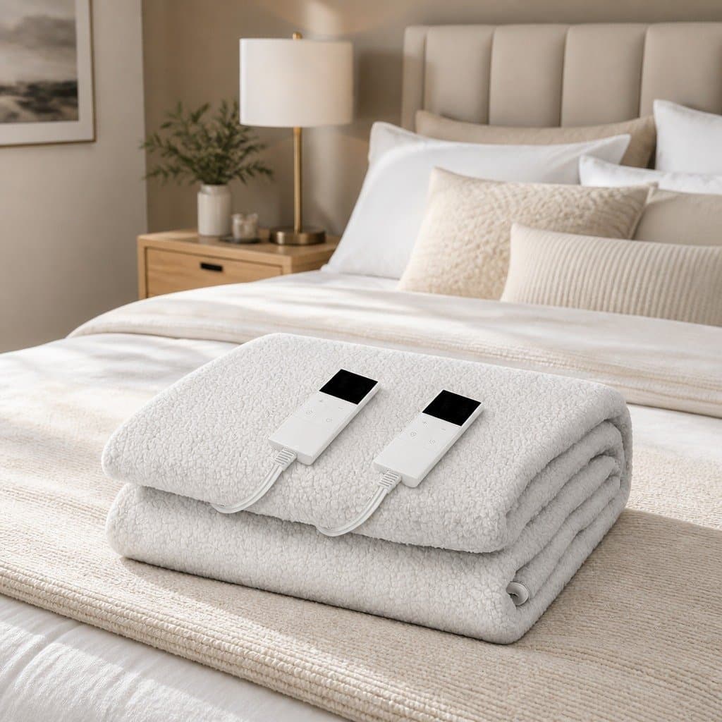 Queen Size Heated Electric Blanket with Fleecy Fabric