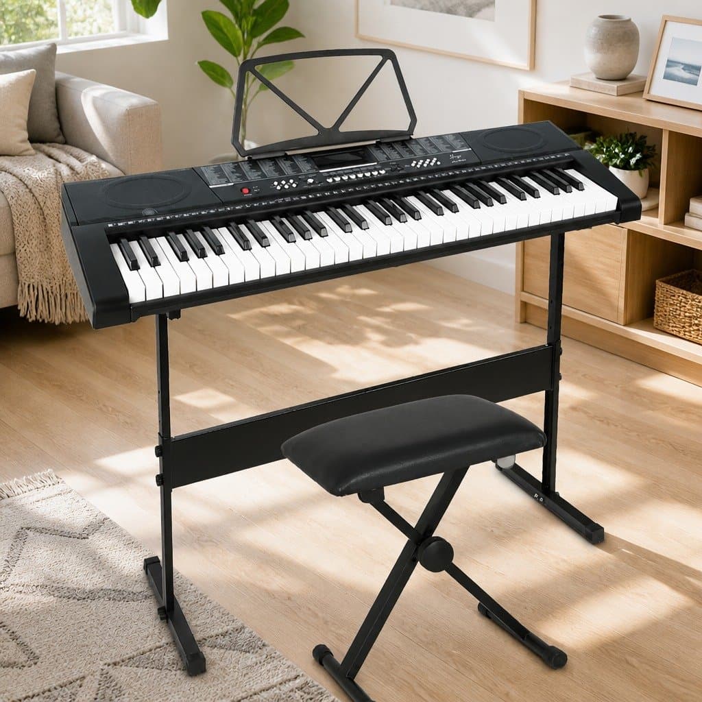 Portable 61-Key Electronic Piano with Stand and Stool