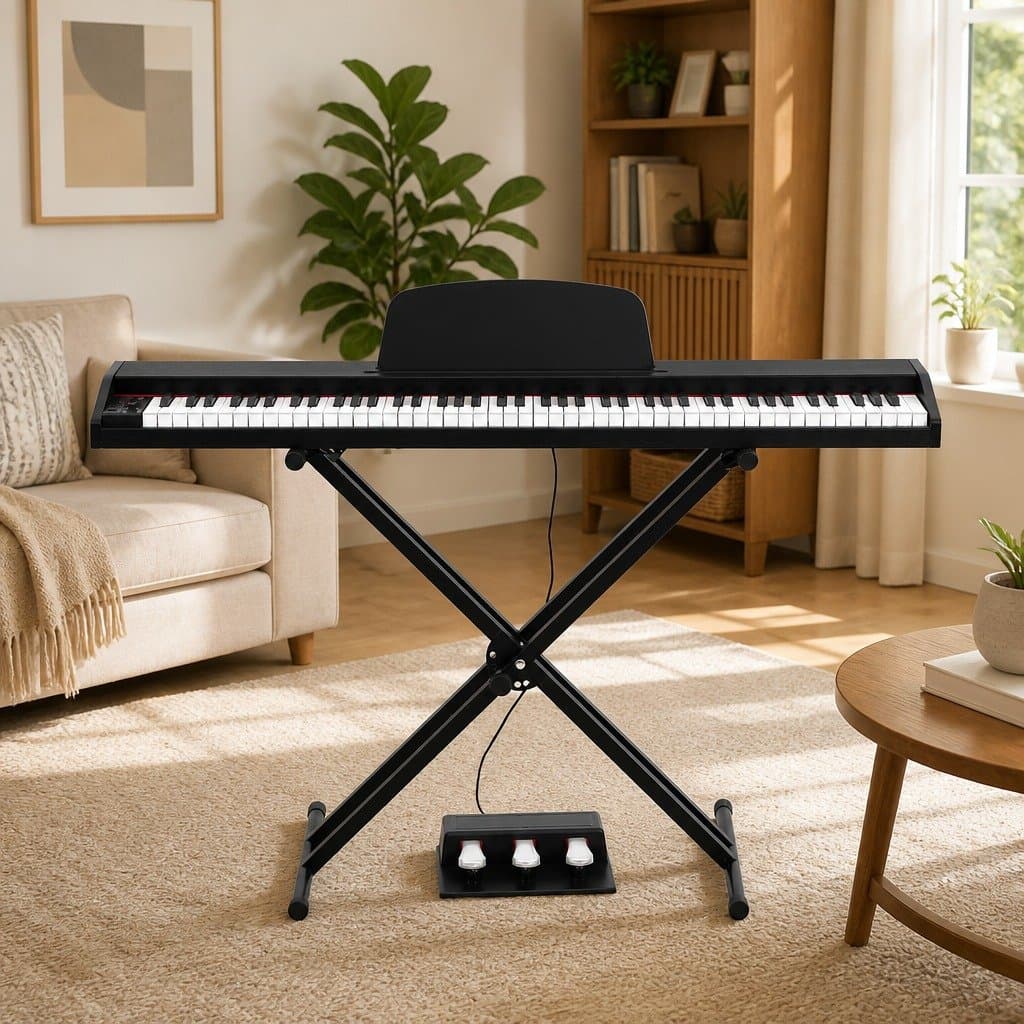 88 Key Electronic Piano Keyboard with Stand Sheet Music Holder Sustain Pedal