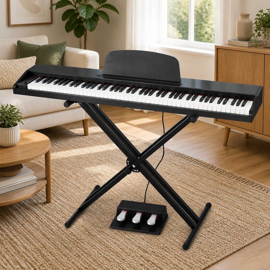 88 Key Electronic Piano Keyboard with Stand Sheet Music Holder Sustain Pedal