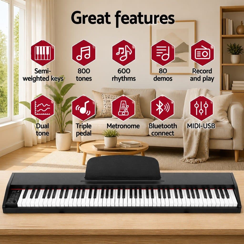 88 Key Electronic Piano Keyboard with Stand Sheet Music Holder Sustain Pedal