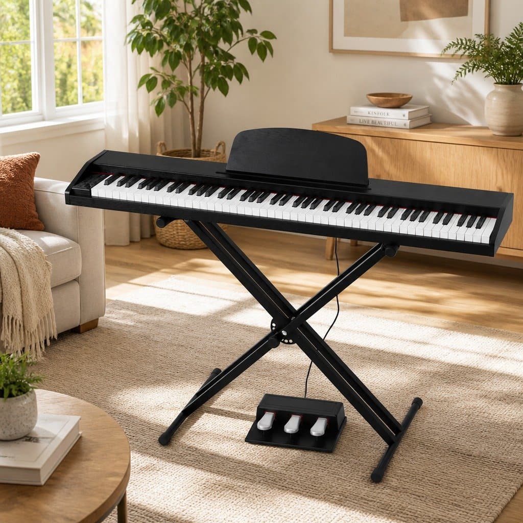 88 Key Electronic Piano Keyboard with Stand Sheet Music Holder Sustain Pedal