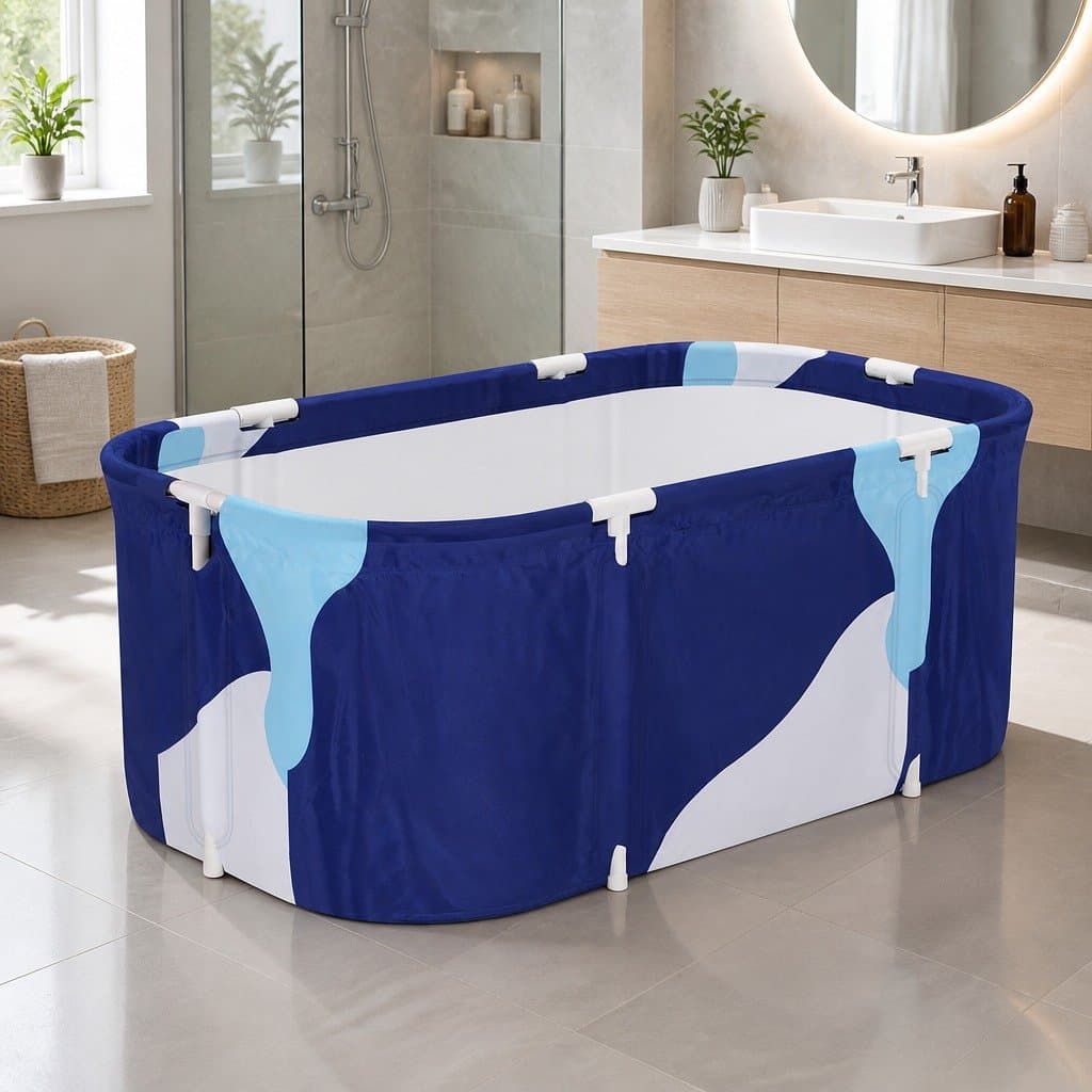 Foldable Bathtub PVC Spa Bucket 114x62cm Navy Blue