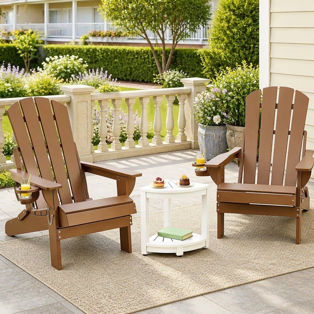 Foldable Adirondack Chair and Table Set for Outdoors