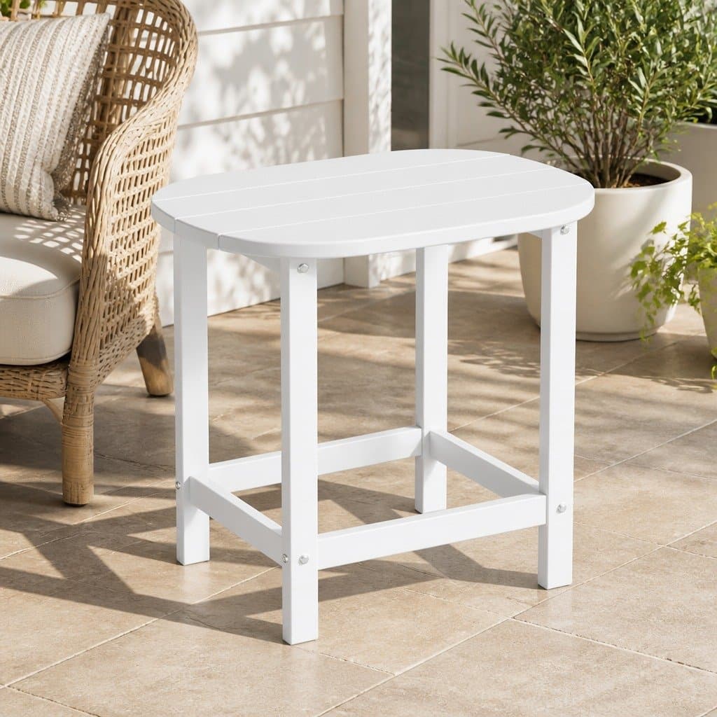 Weatherproof White Patio Side Table for Outdoor Spaces