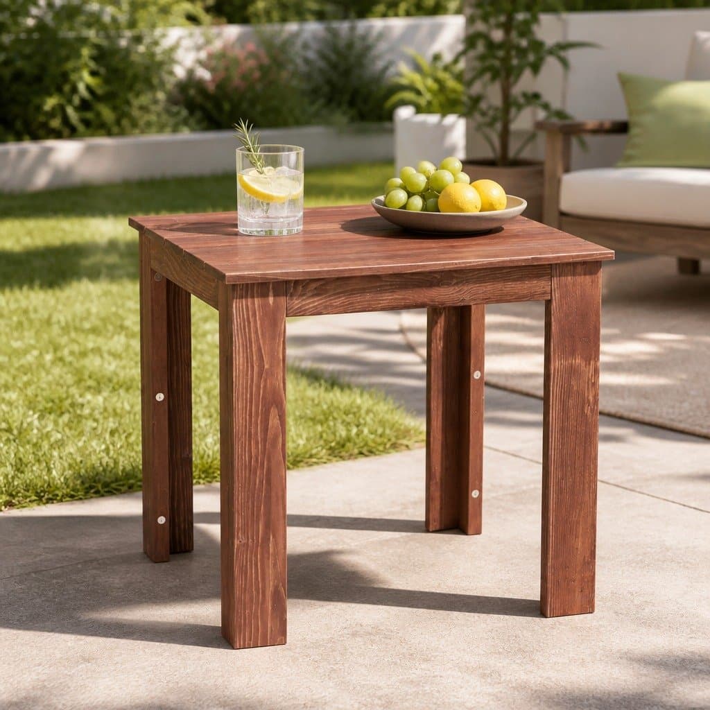 Wooden Side Coffee Table for Outdoor Use