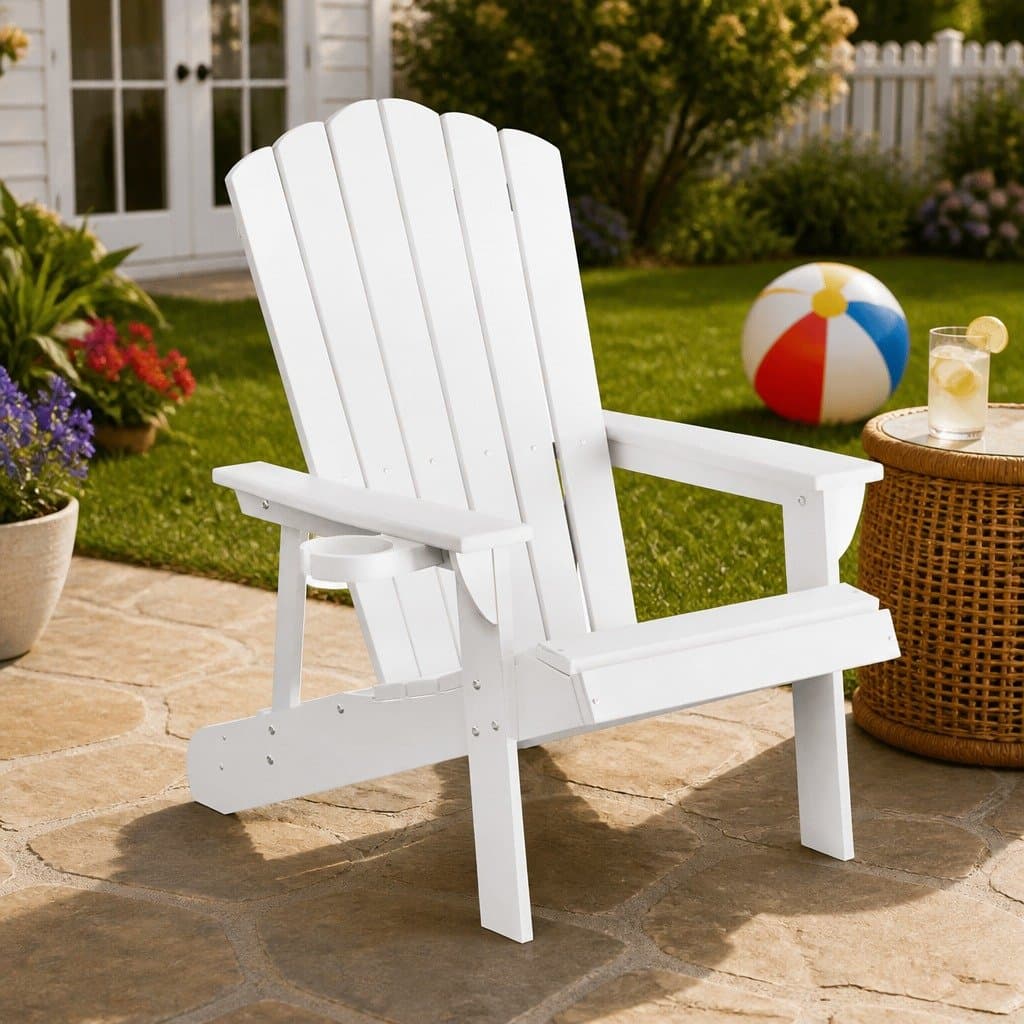 Outdoor Adirondack Chair HDPE Lounge Beach Patio Garden Furniture White Sun