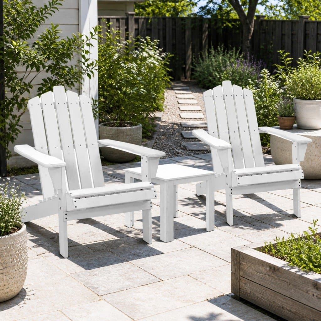 Wooden 3 Piece Adirondack Chair Set for Outdoor Relaxation