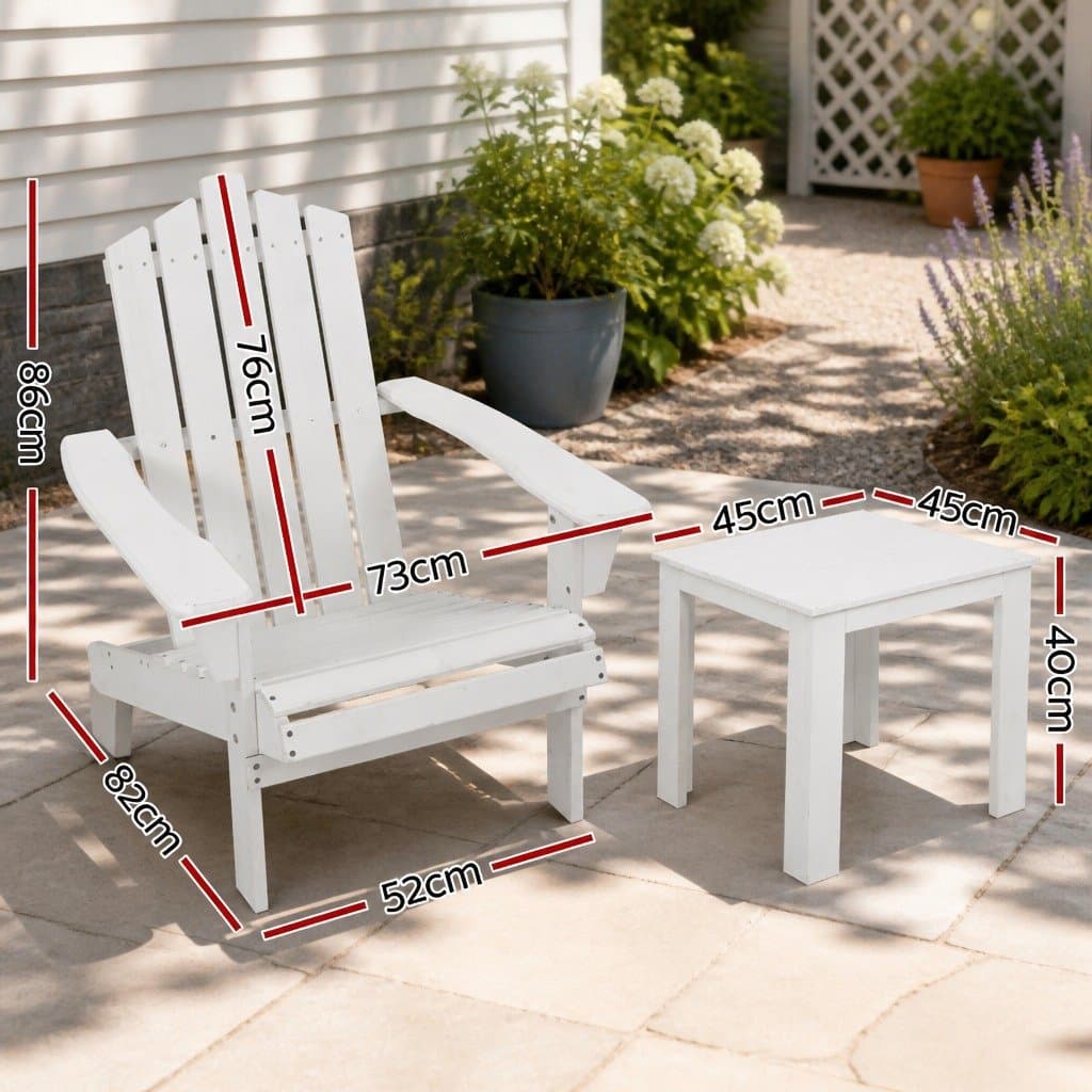 Wooden 3 Piece Adirondack Chair Set for Outdoor Relaxation