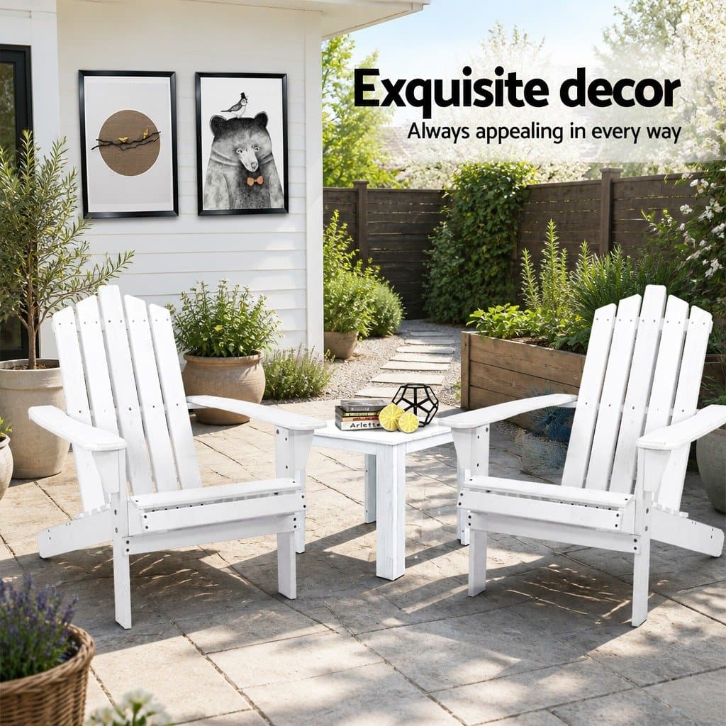 Wooden 3 Piece Adirondack Chair Set for Outdoor Relaxation