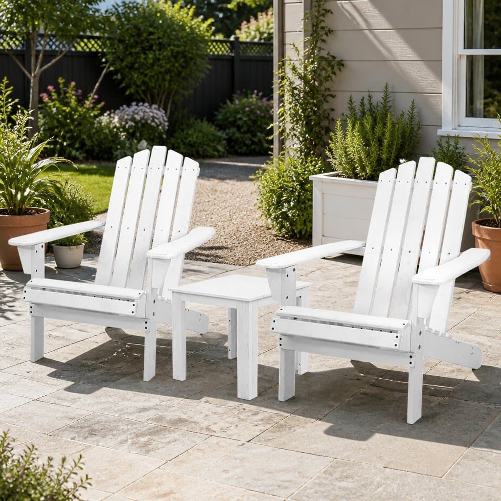 Wooden 3 Piece Adirondack Chair Set for Outdoor Relaxation