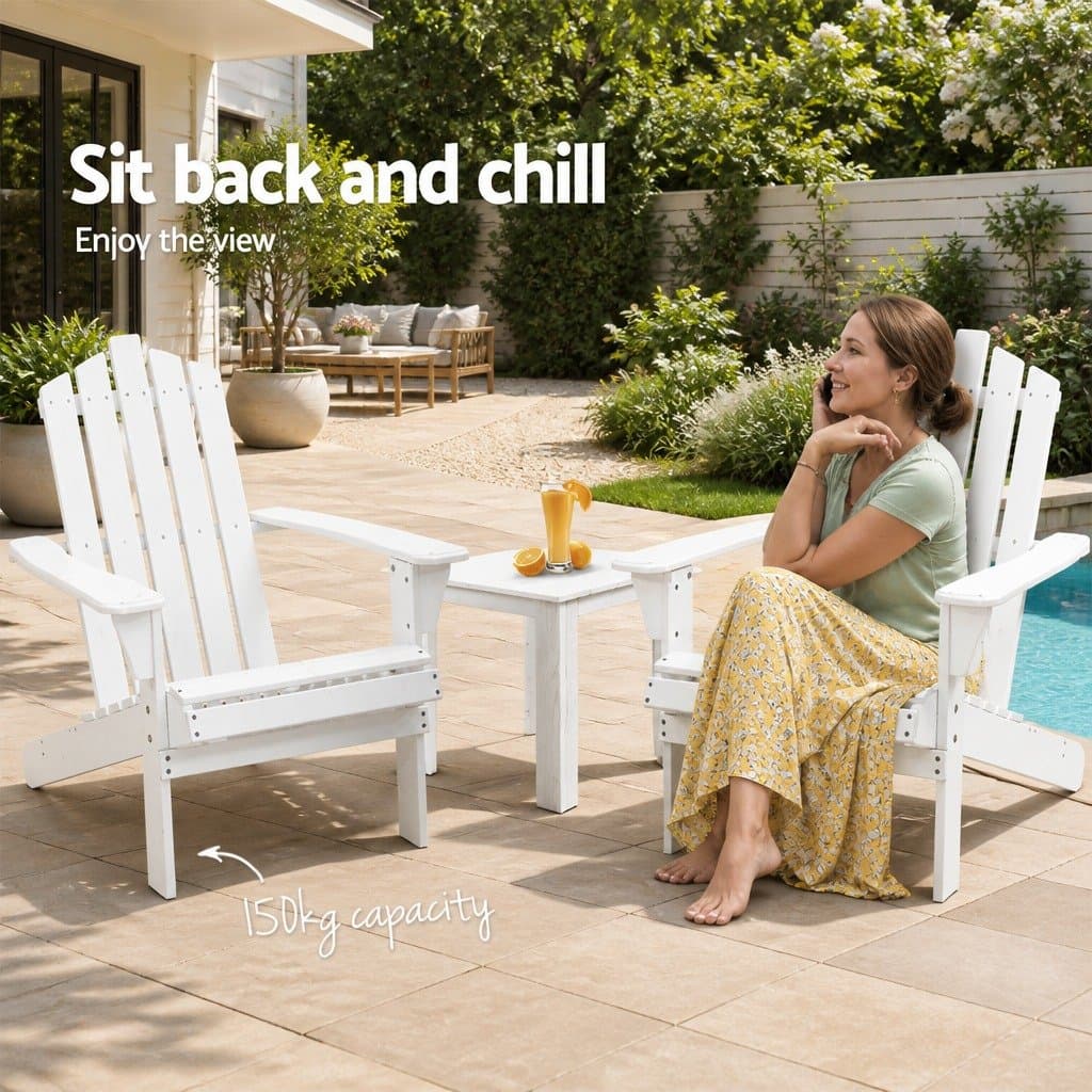 Wooden 3 Piece Adirondack Chair Set for Outdoor Relaxation