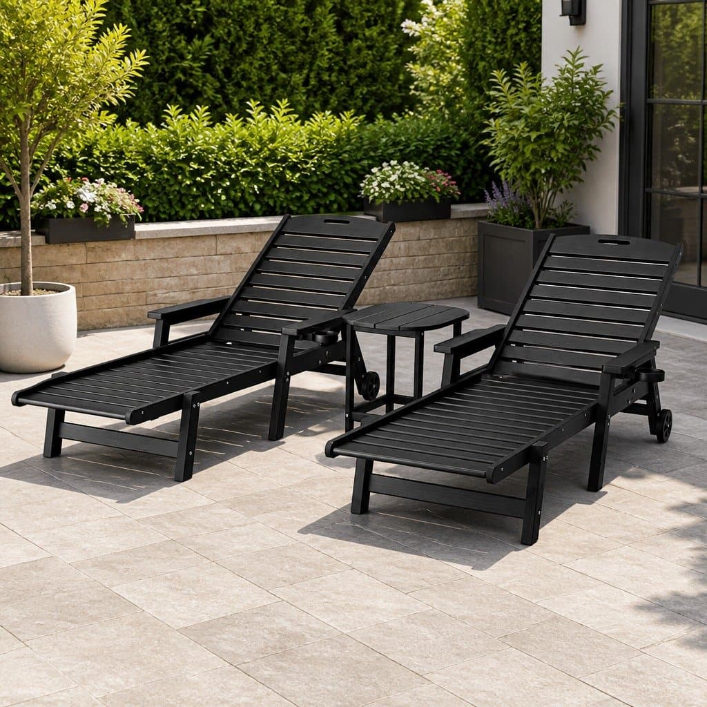 Adjustable 2-Piece Sun Lounge Set with Side Table