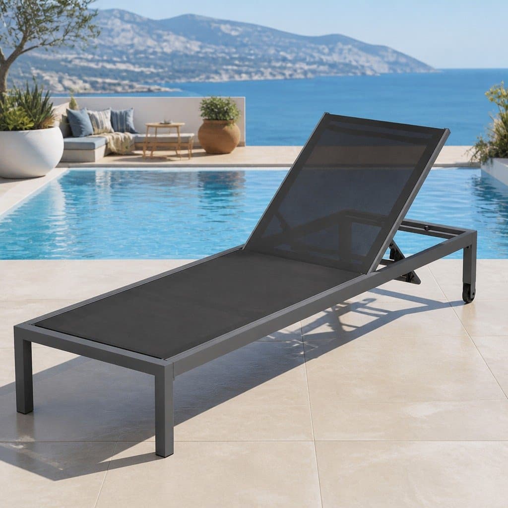 Folding Beach Chair with Adjustable Backrest and Wheels