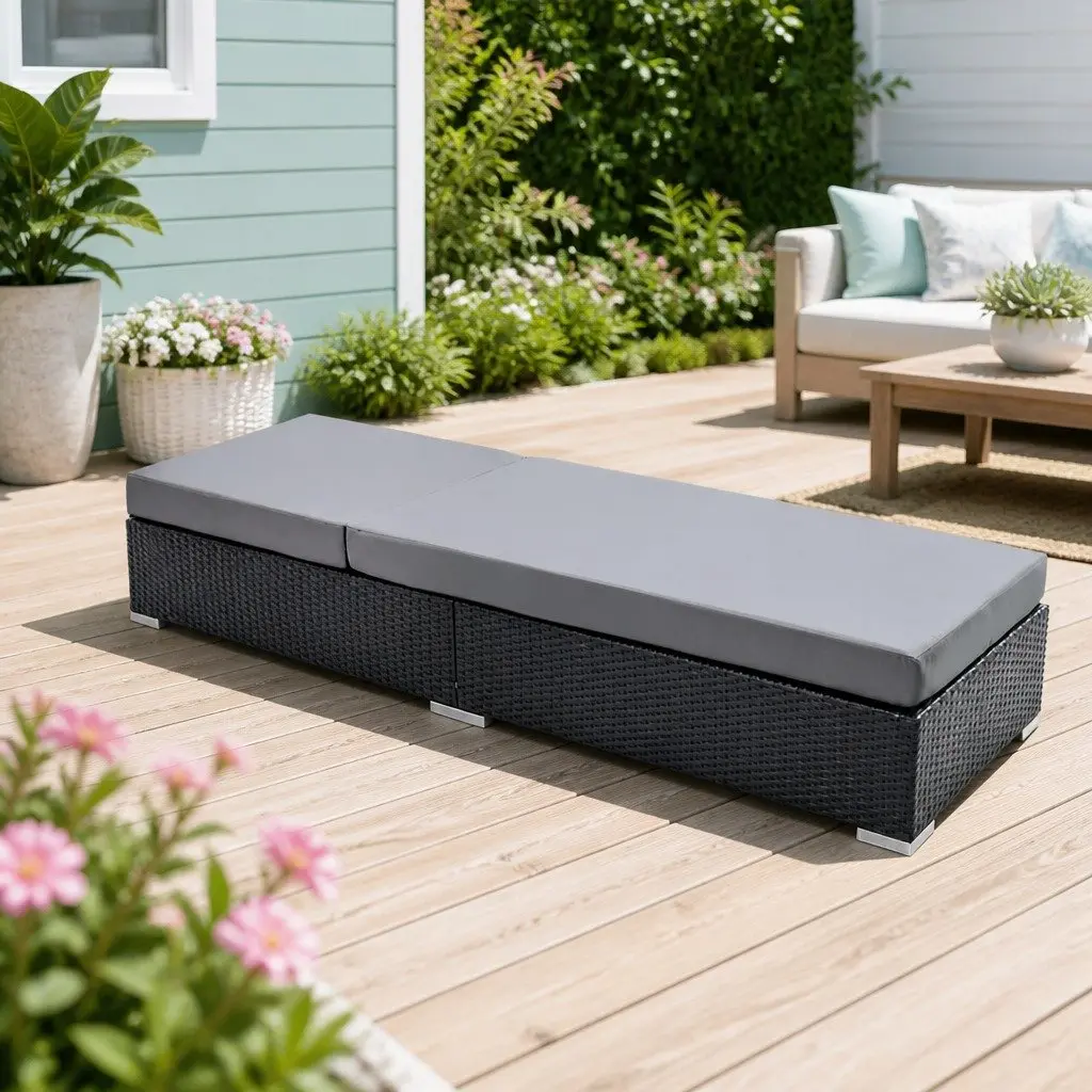 Adjustable Wicker Sun Lounge with Comfort Cushion