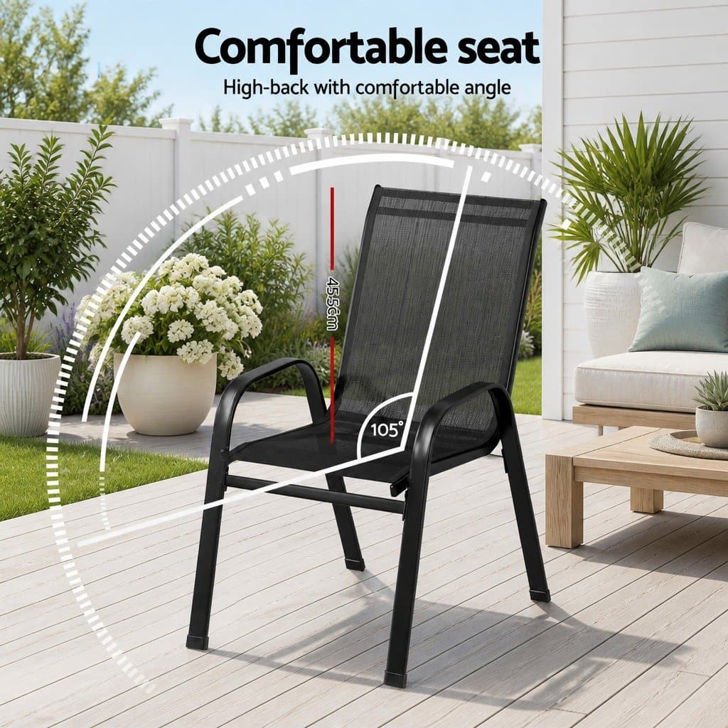 Stackable Outdoor Dining Chairs, 4PC Set