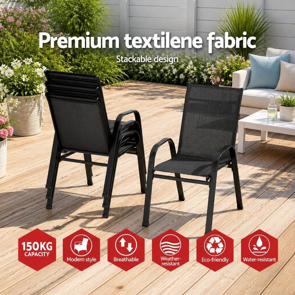 Stackable Outdoor Dining Chairs, 4PC Set