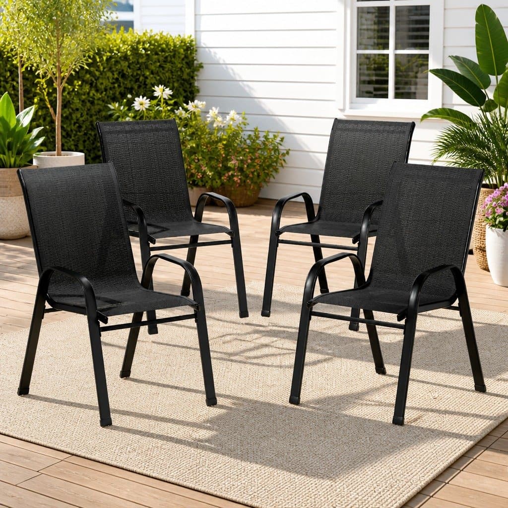 Stackable Outdoor Dining Chairs, 4PC Set