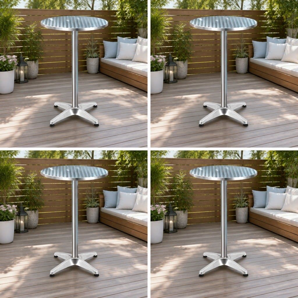 Set of 4 Adjustable Round Outdoor Bar Tables