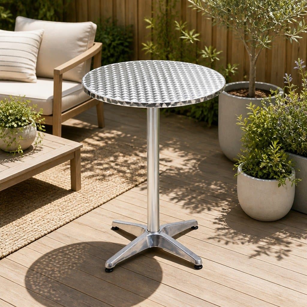 Set of 6 Round Adjustable Height Outdoor Bar Tables