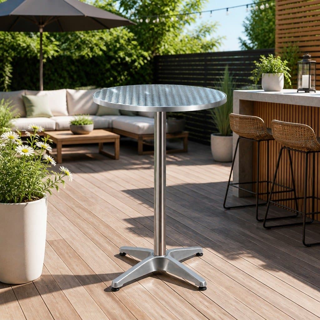 Adjustable Height Round Bar Table for Indoor/Outdoor Use