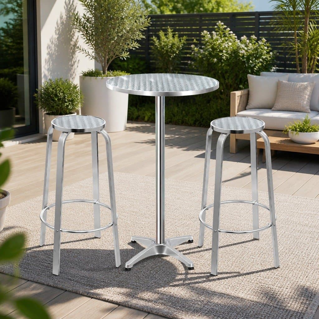 Outdoor Bar Set with Height-Adjustable Table