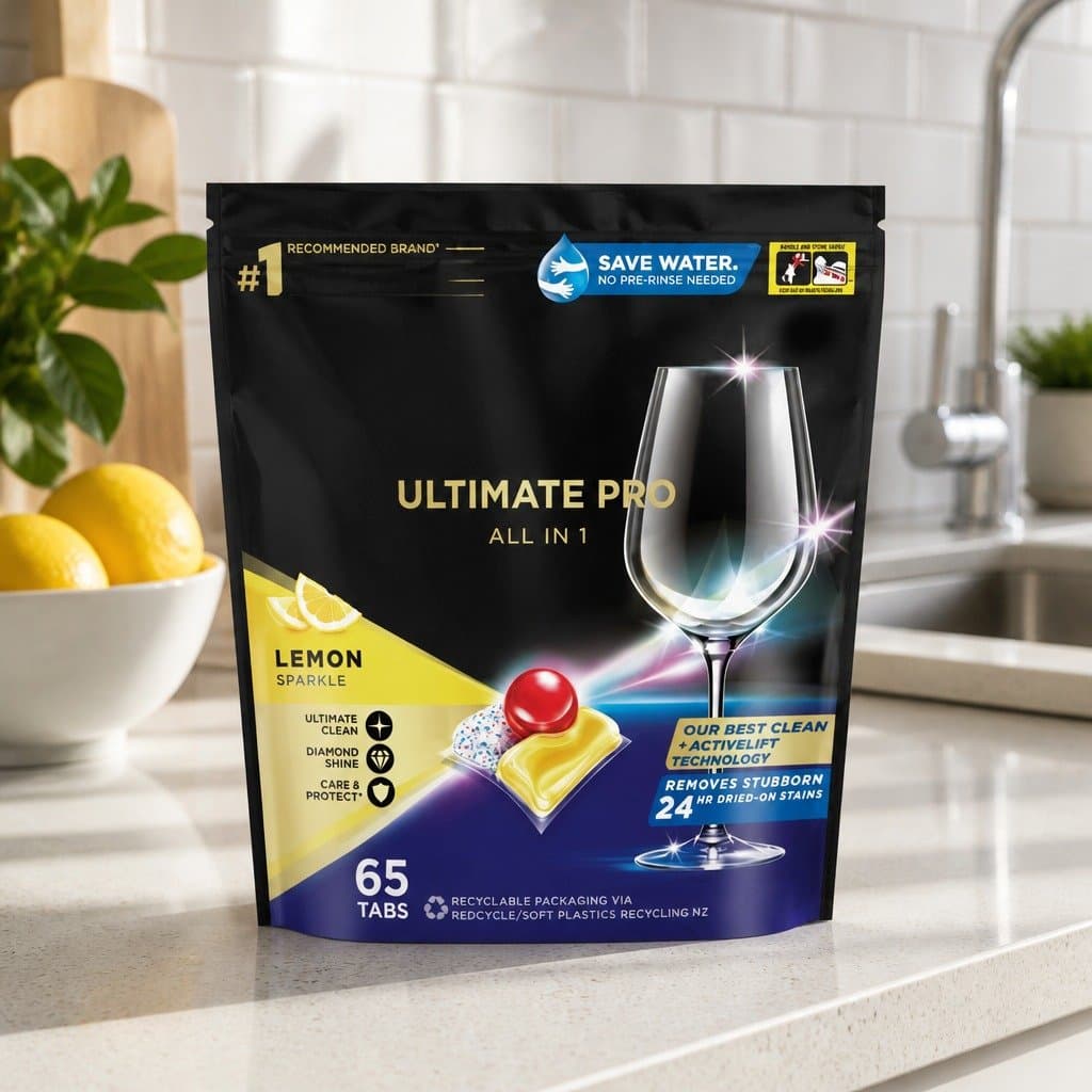Ultimate Pro Lemon Dishwasher Tablets 65 Pack Powerball Sparkling Clean