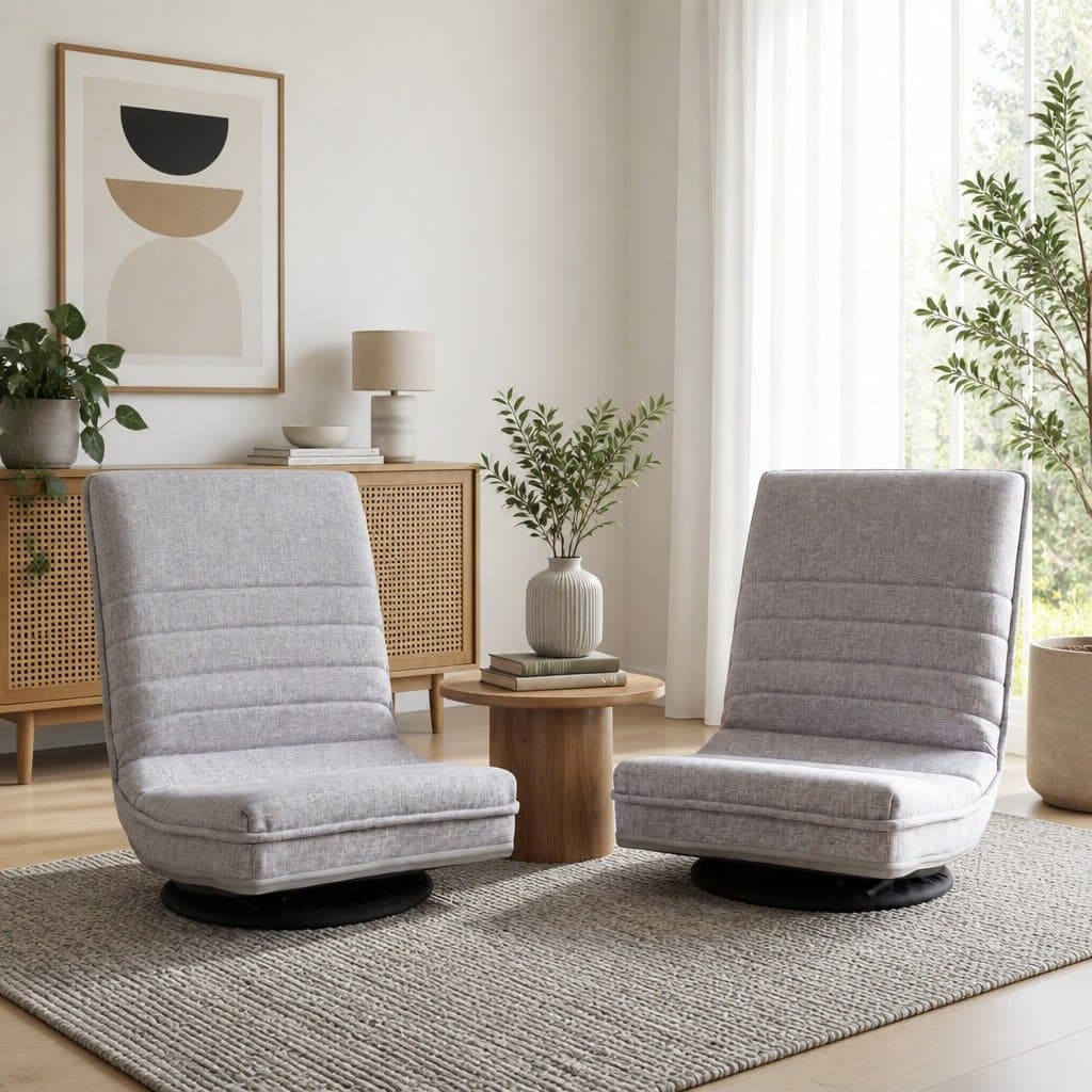 360° Swivel Floor Lounge Chair with Metal Frame