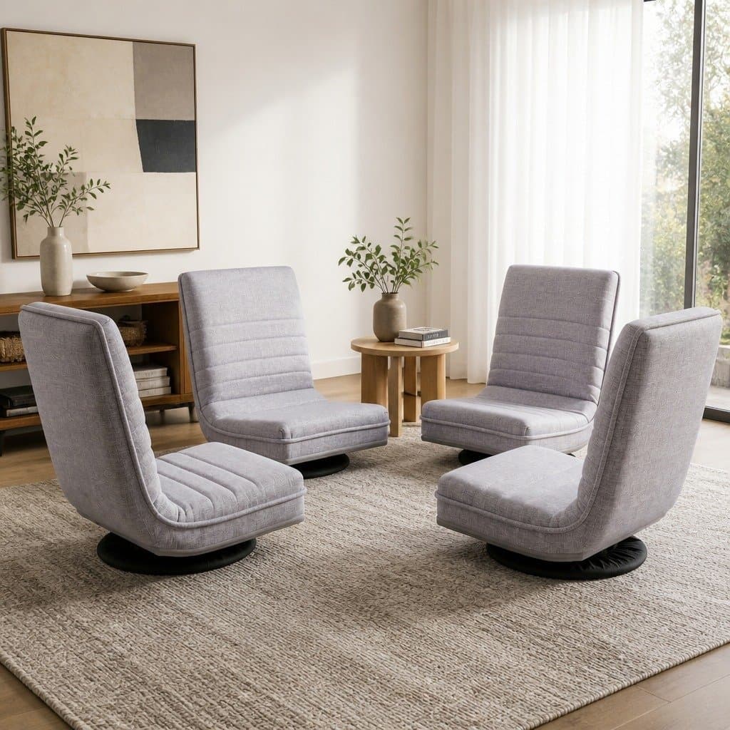 4PCS 360° Swivel Floor Chairs for Gaming & Reading