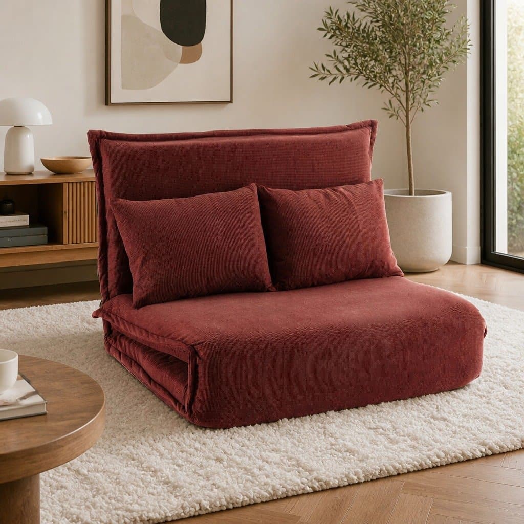 Orange Adjustable Recliner Sofa Bed for Two