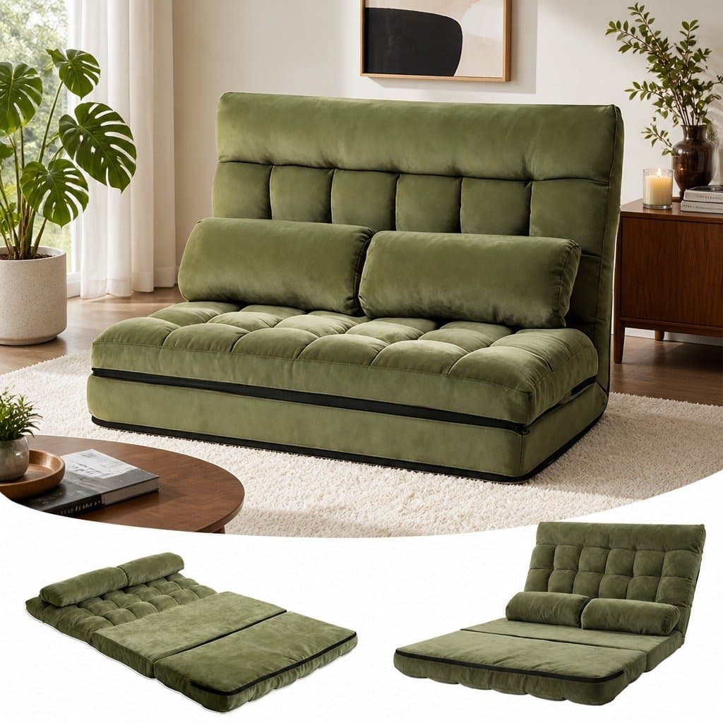 Adjustable Green Floor Lounge Sofa Bed for Comfort