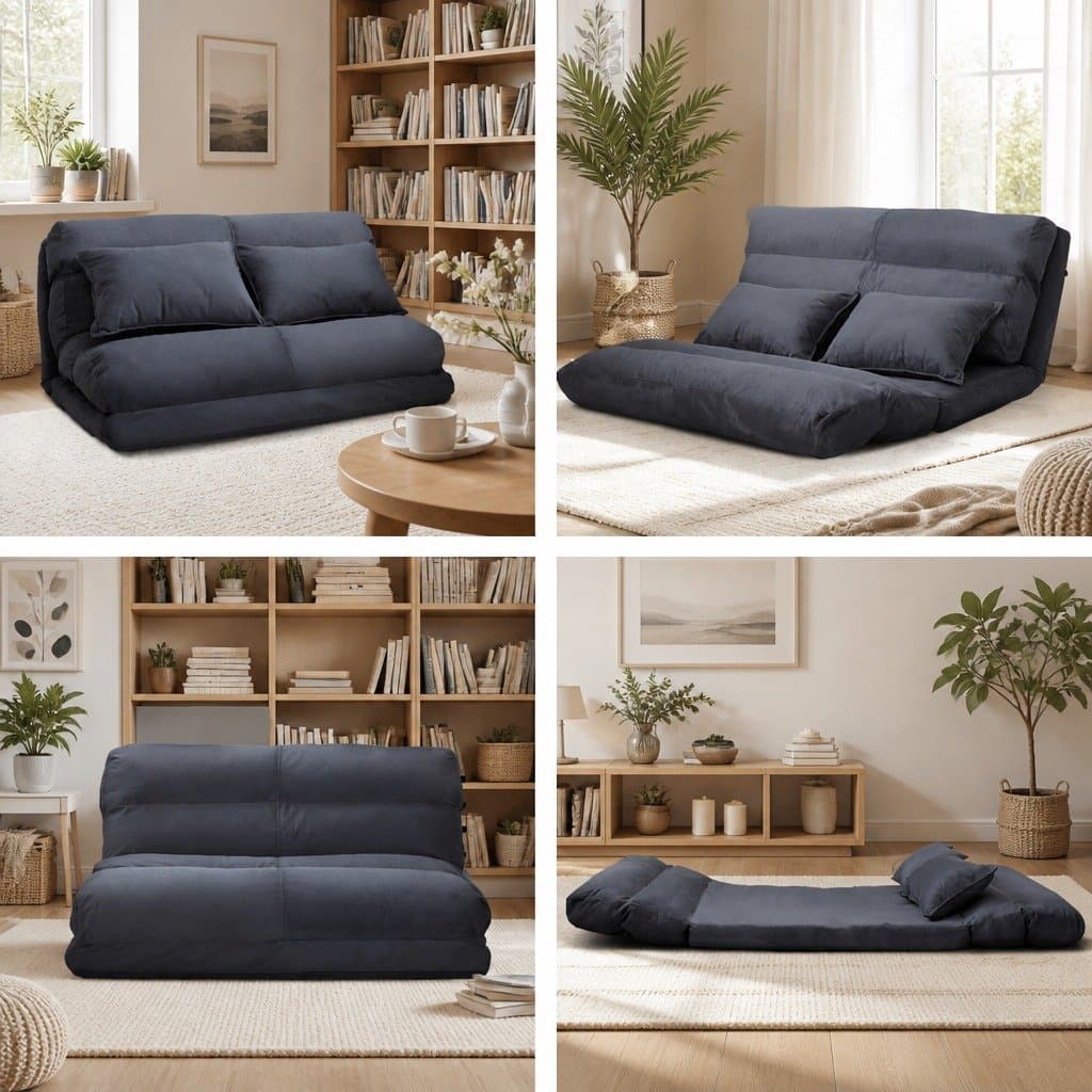 Adjustable 5-Position Charcoal Floor Lounge Sofa Bed