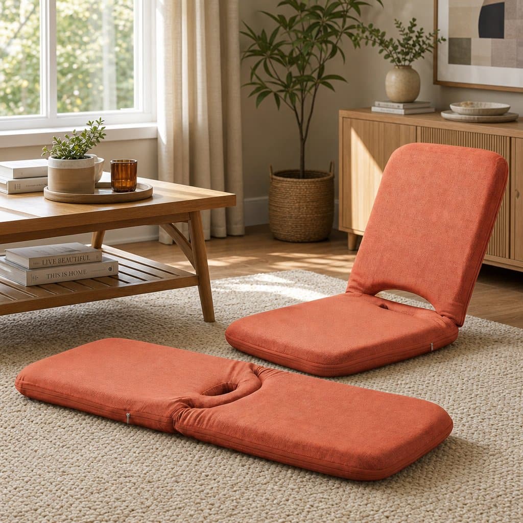 Adjustable 5 Position Orange Floor Chair for Comfort