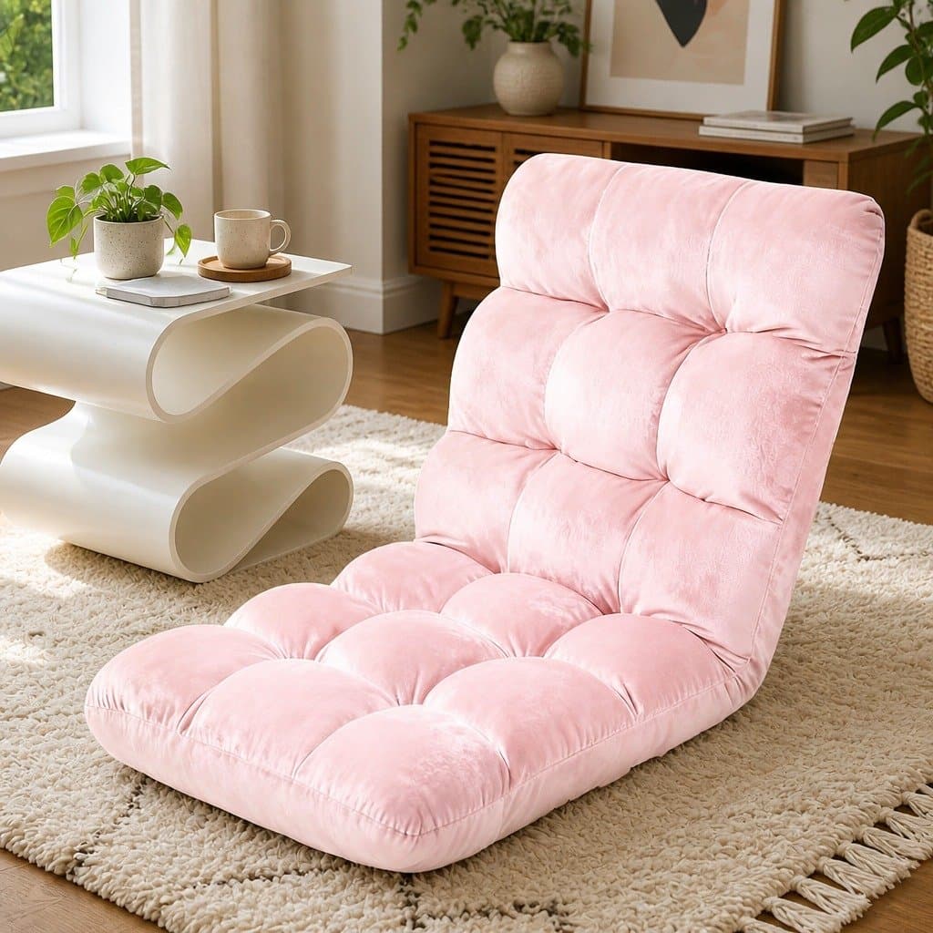 Adjustable Pink Floor Lounge Sofa Chair with 14 Positions