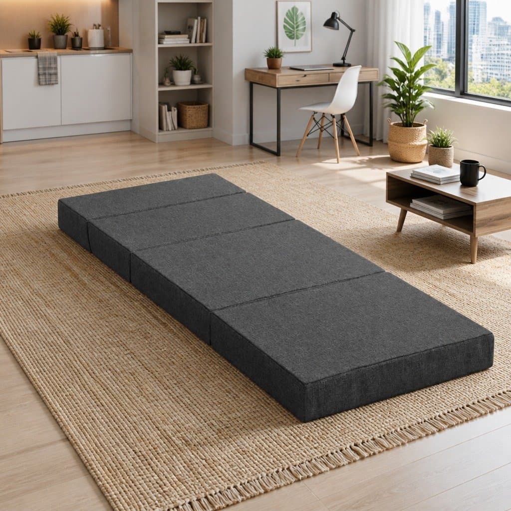 Foldable Foam Mattress Sofa Bed in Grey
