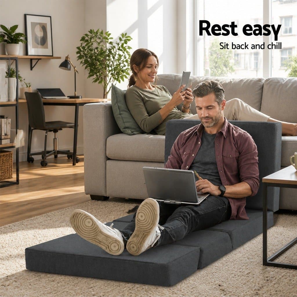 Foldable Foam Mattress Sofa Bed in Grey