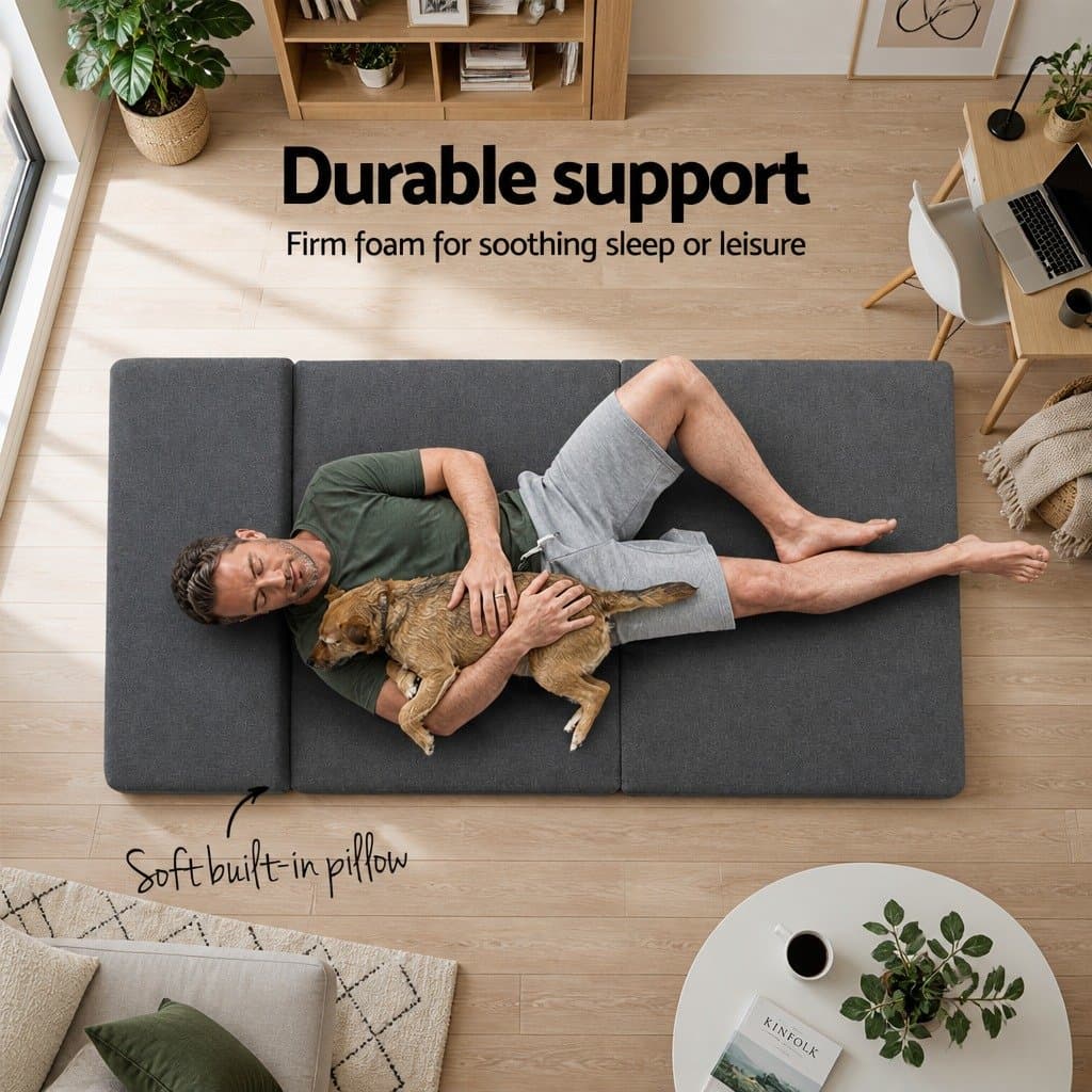 Foldable Foam Mattress Sofa Bed in Grey